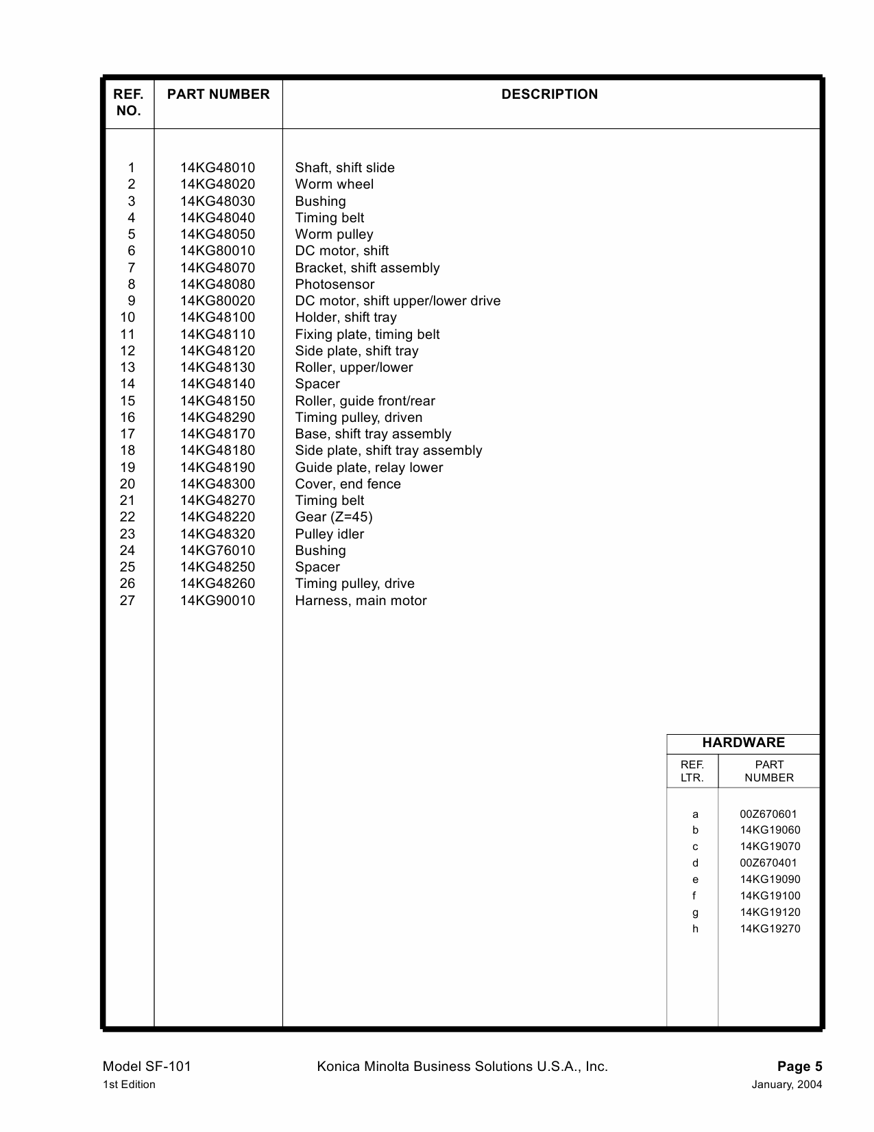 Konica-Minolta Options SF-101 Parts Manual-4